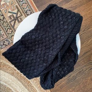 Black scarf with metallic silver strands